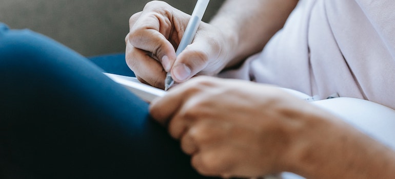 A person making a list