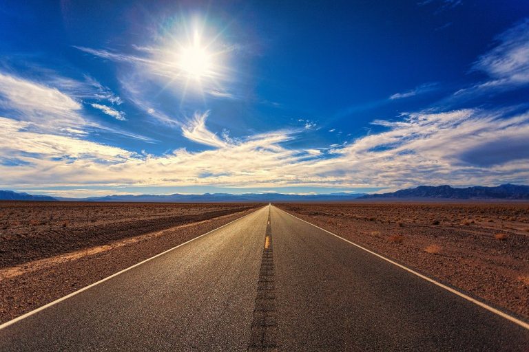 A road during summer heat - moving during summer