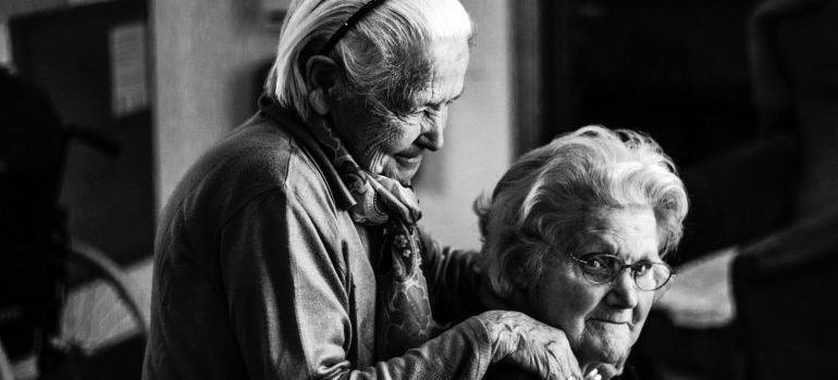 Two elder women in a senior facility 