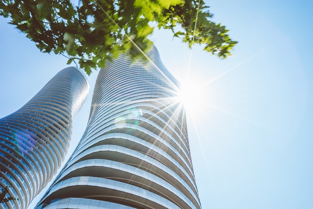 A modern building as one of the options for living after Mississauga relocation