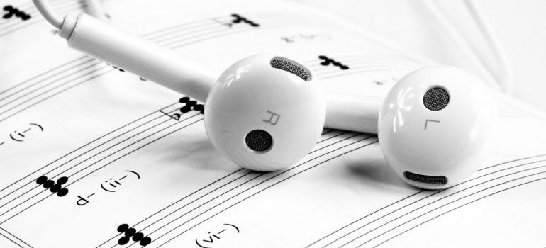 earphones on the desk