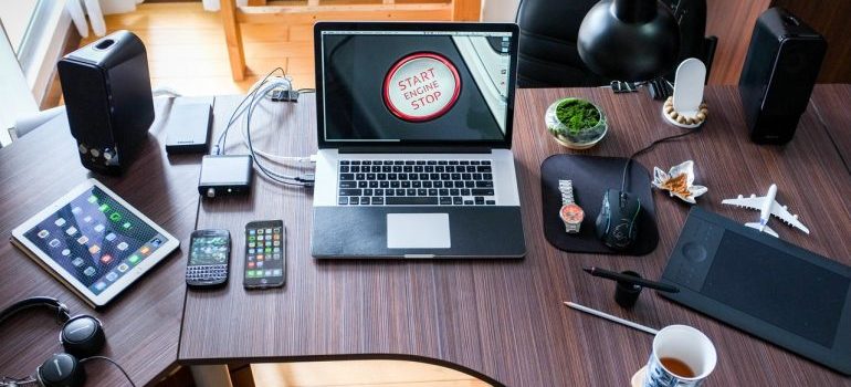 devices that have cables and cords pack and move carefully