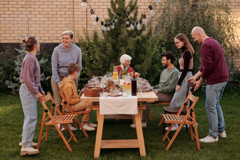 family having lunch