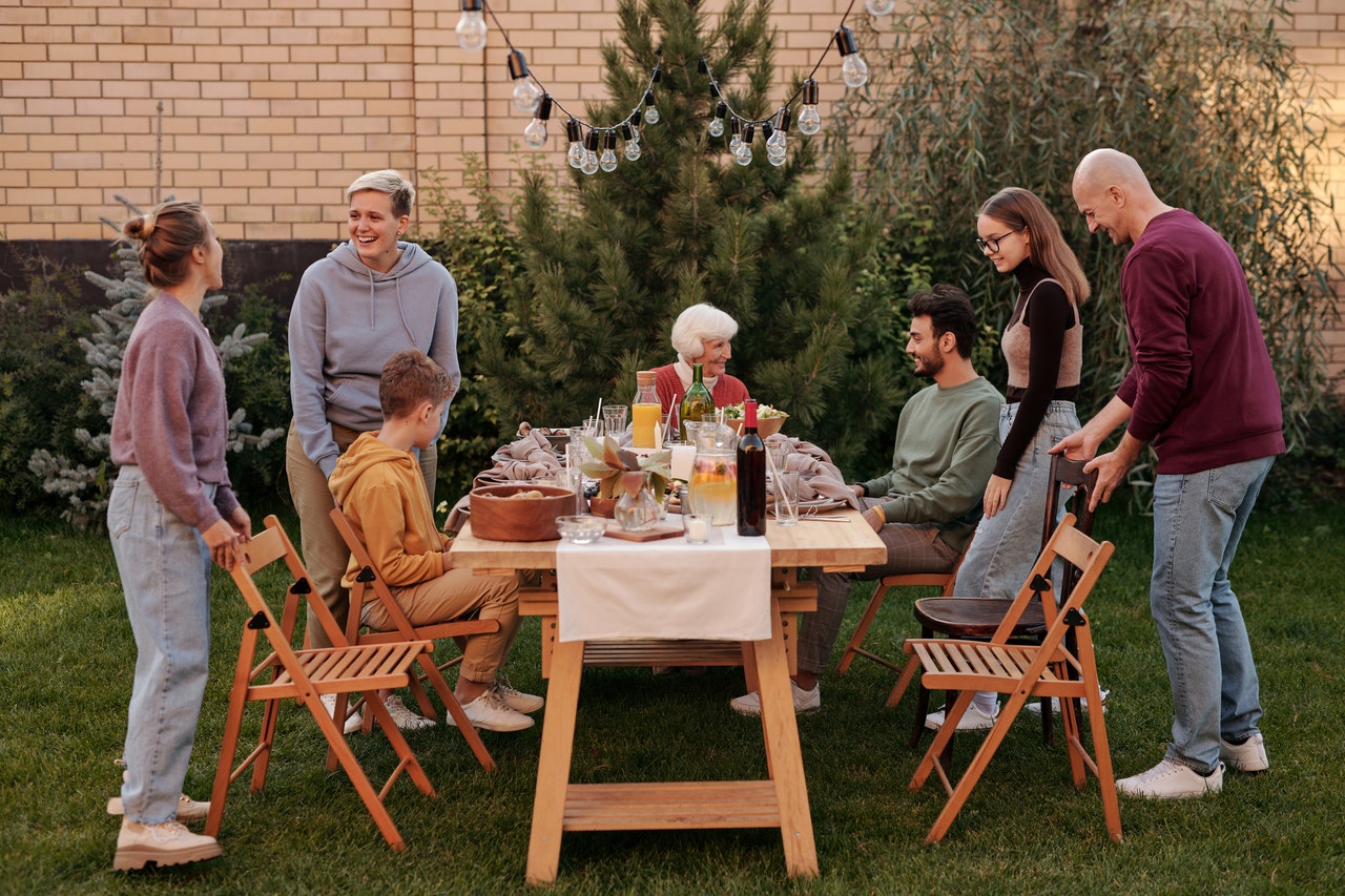 family having lunch