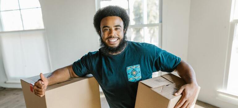 man holding box