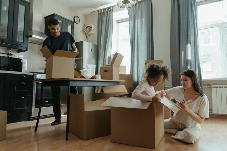 A family packing for a move to Belleville