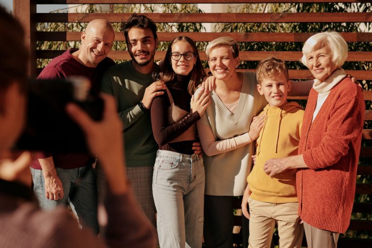 Family of several generations taking a photo