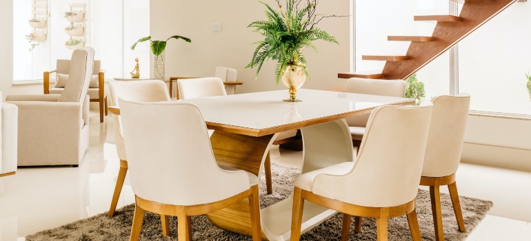 A dining table in an apartment