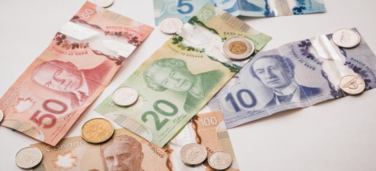 Canadian dollars on the table