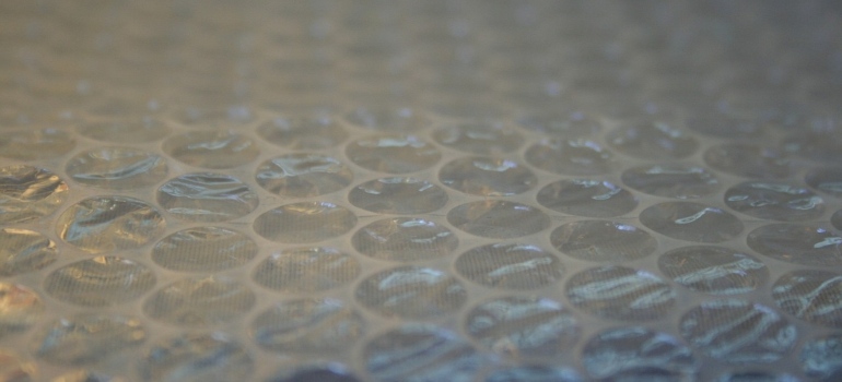 air-filled plastic wrap on the floor