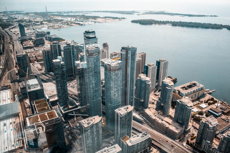 Buildings in Toronto seen from air