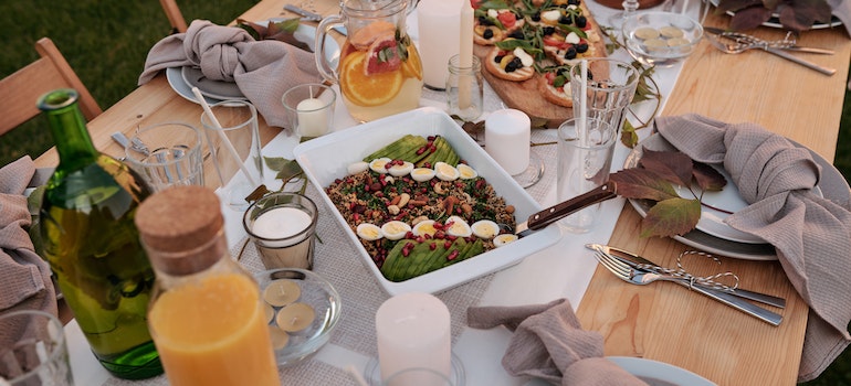 Dishes served on a table