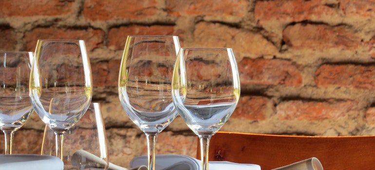 Wine glasses on a table