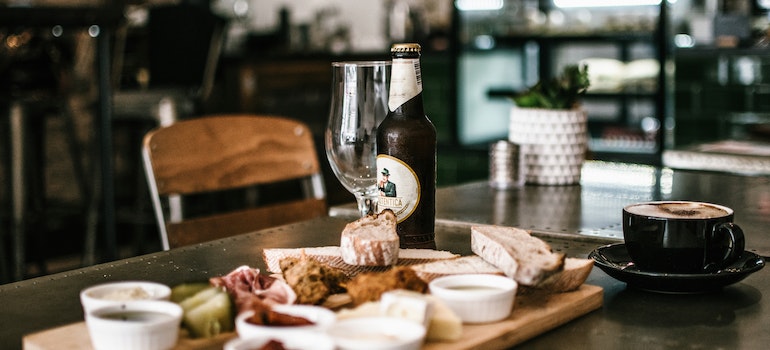 Food and drinks on a table in a restaurant in one of the best places for foodies in Ontario