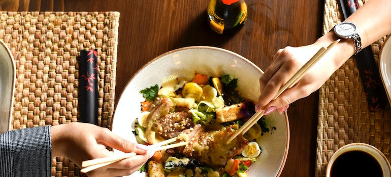 A plate with some food
