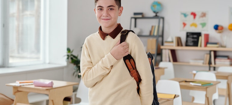 A student in a classroom