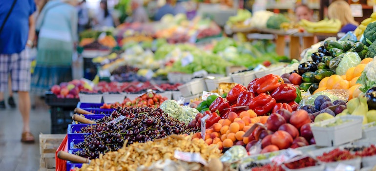 A lot of fruit and vegetables at a farmer's market