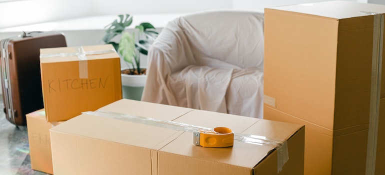Packed moving boxes ready for a relocation