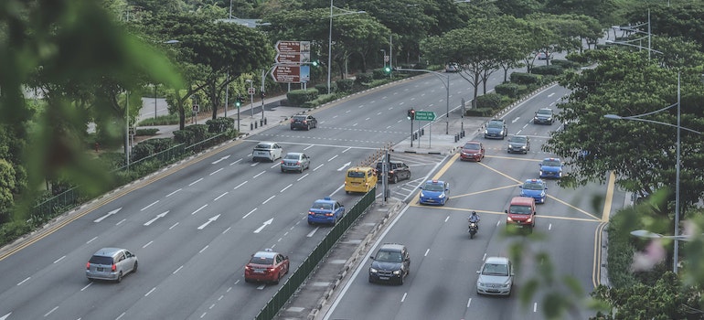 Cars on a road durin the day