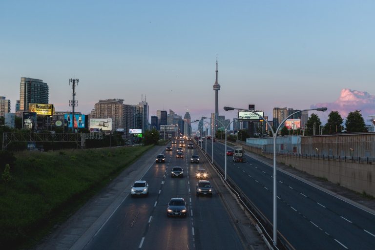 Traffic on a road in Toronto