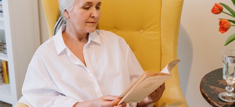 A woman reading a book