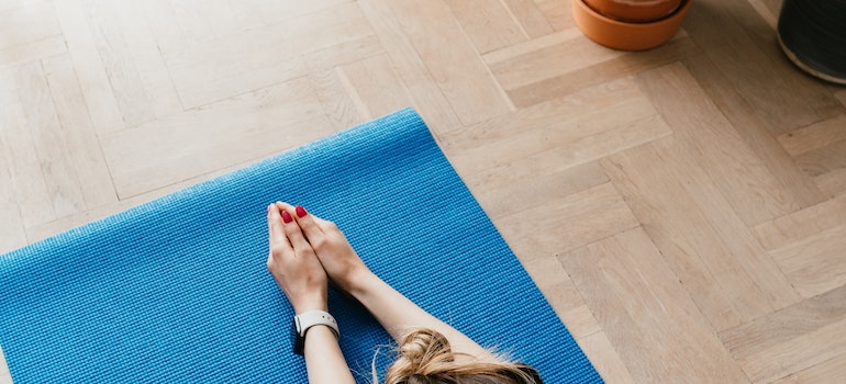 A woman doing yoga