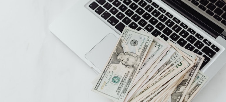 Money on a laptop
