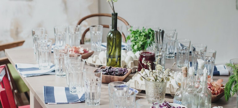 A themed party table with dishes