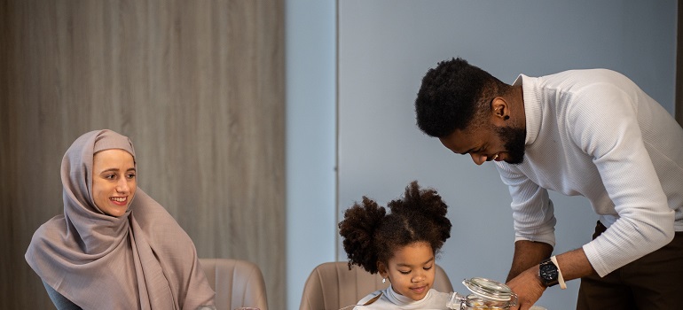 a family eating dinner