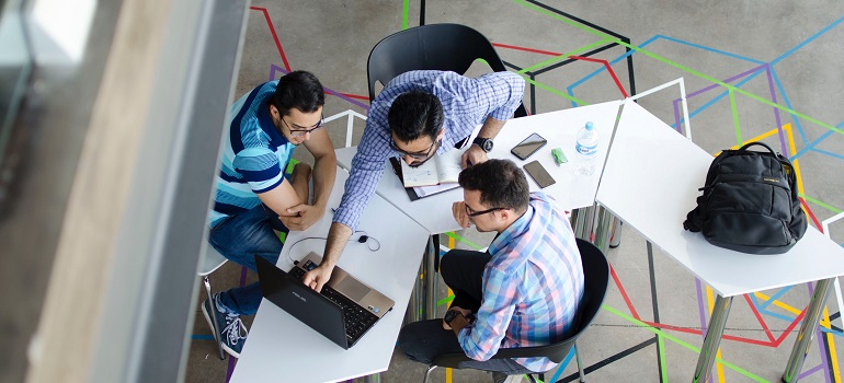 office workers working on a project