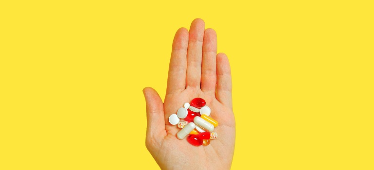 a handful of vitamins 