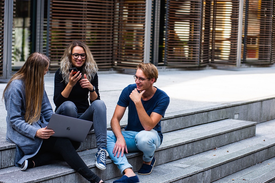 young professionals hanging out