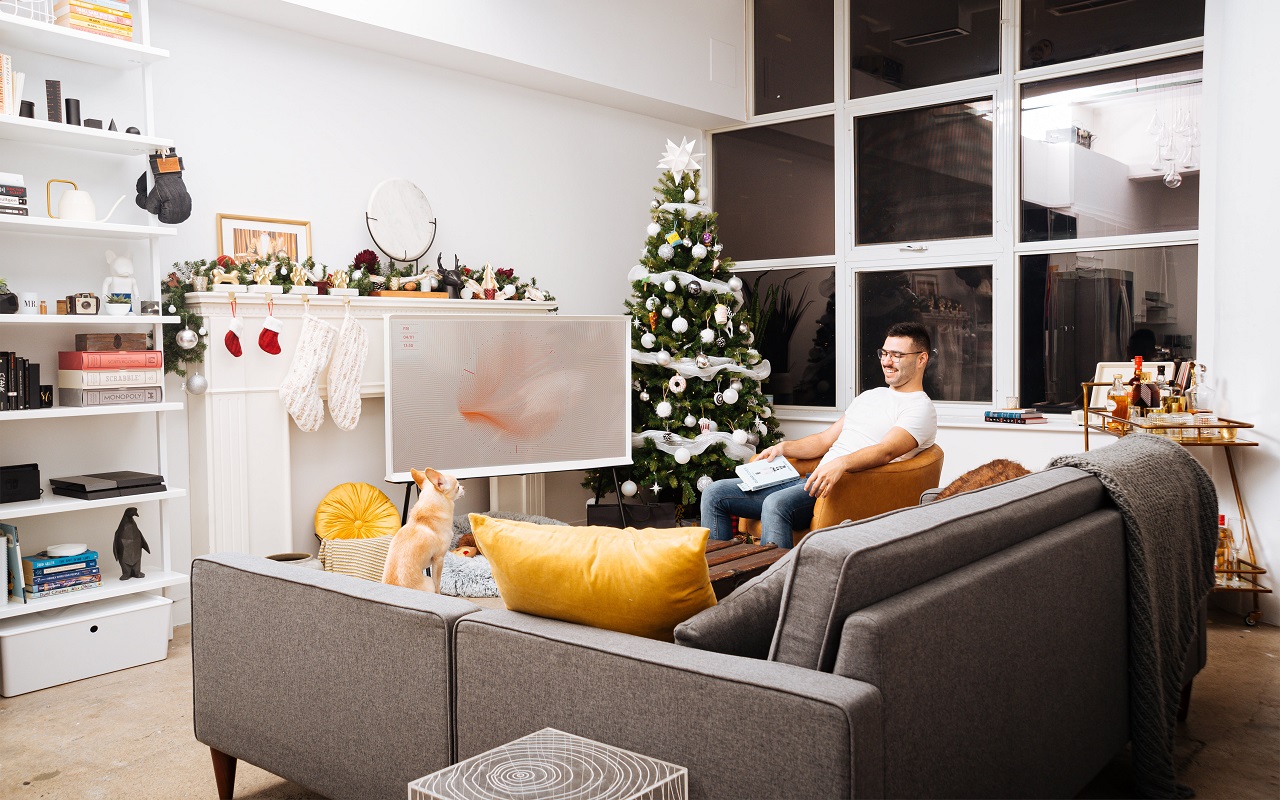 a man enjoying his home