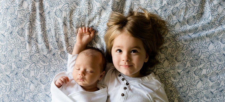 kids in a bed