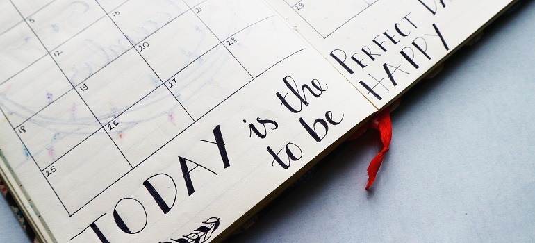 a planner perfect for writing down the dates for moving your office long distance