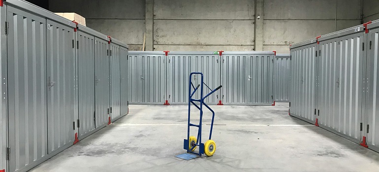 a hand truck, one of the necessary supplies for moving in the rain