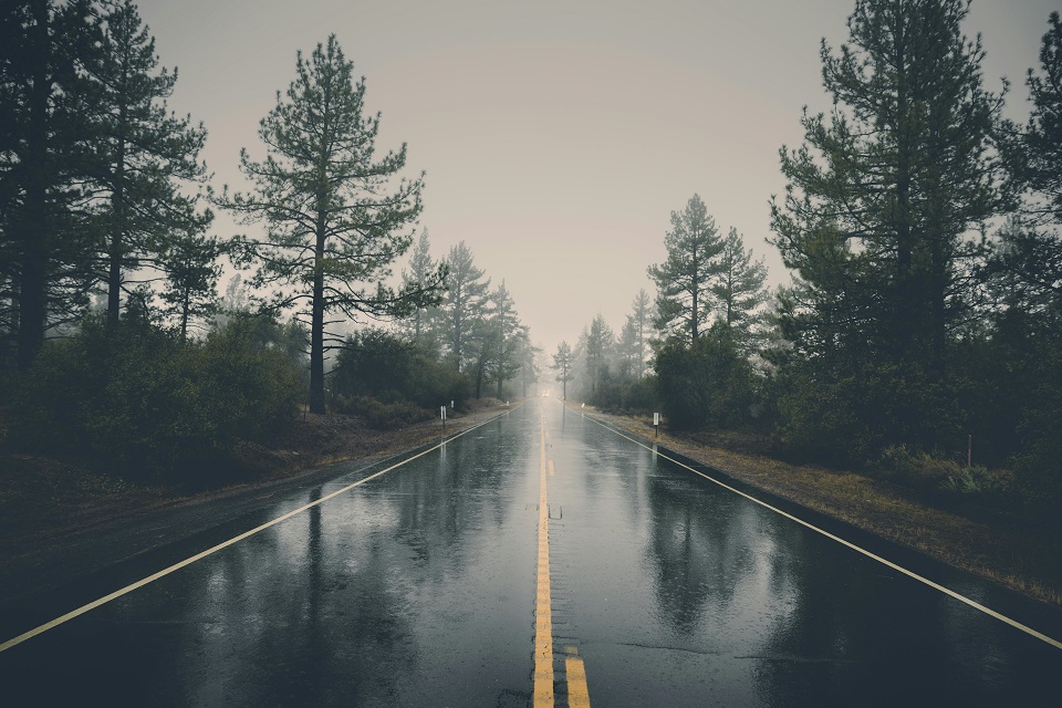 a rainy road
