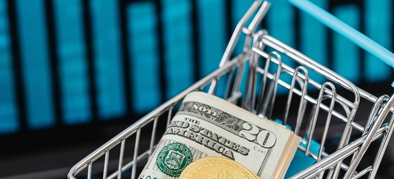 dollars in a shopping cart