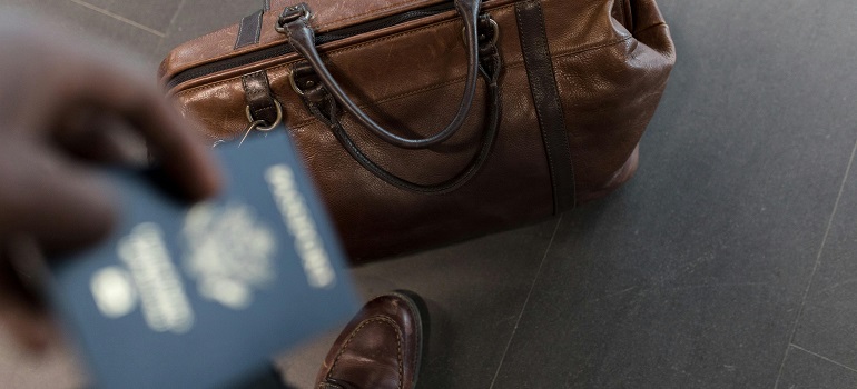 a bag and a passport 