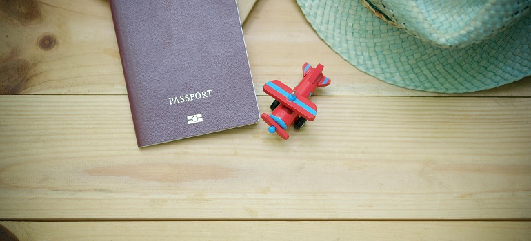 a passport on a desk
