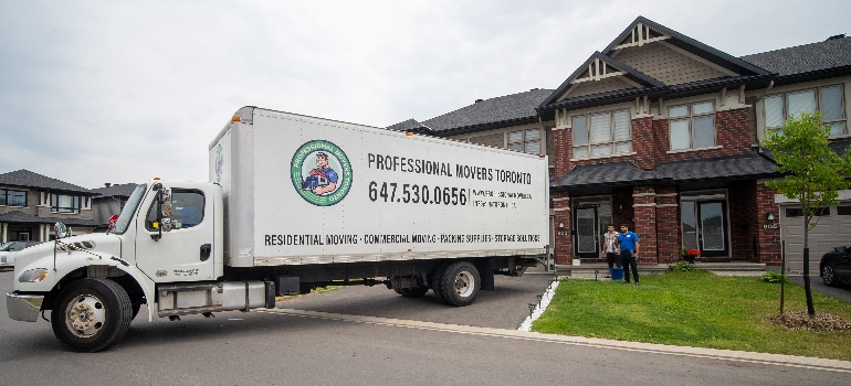 moving truck in front of a home