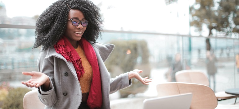 a young woman doing remote work 