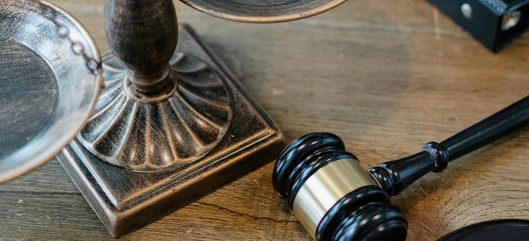 a desk in a court