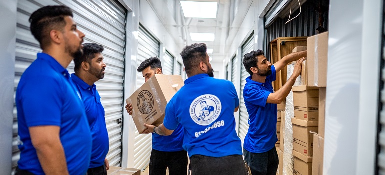 workers from a moving company in Grimsby