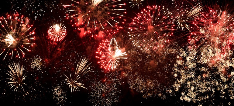 fireworks in the night sky