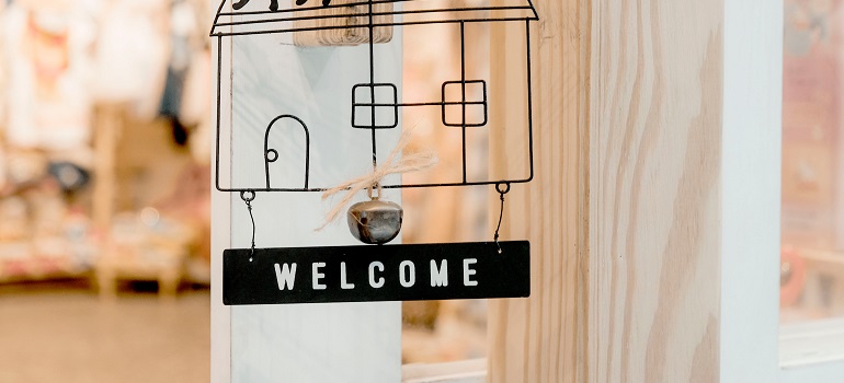 a welcome sign in a new home