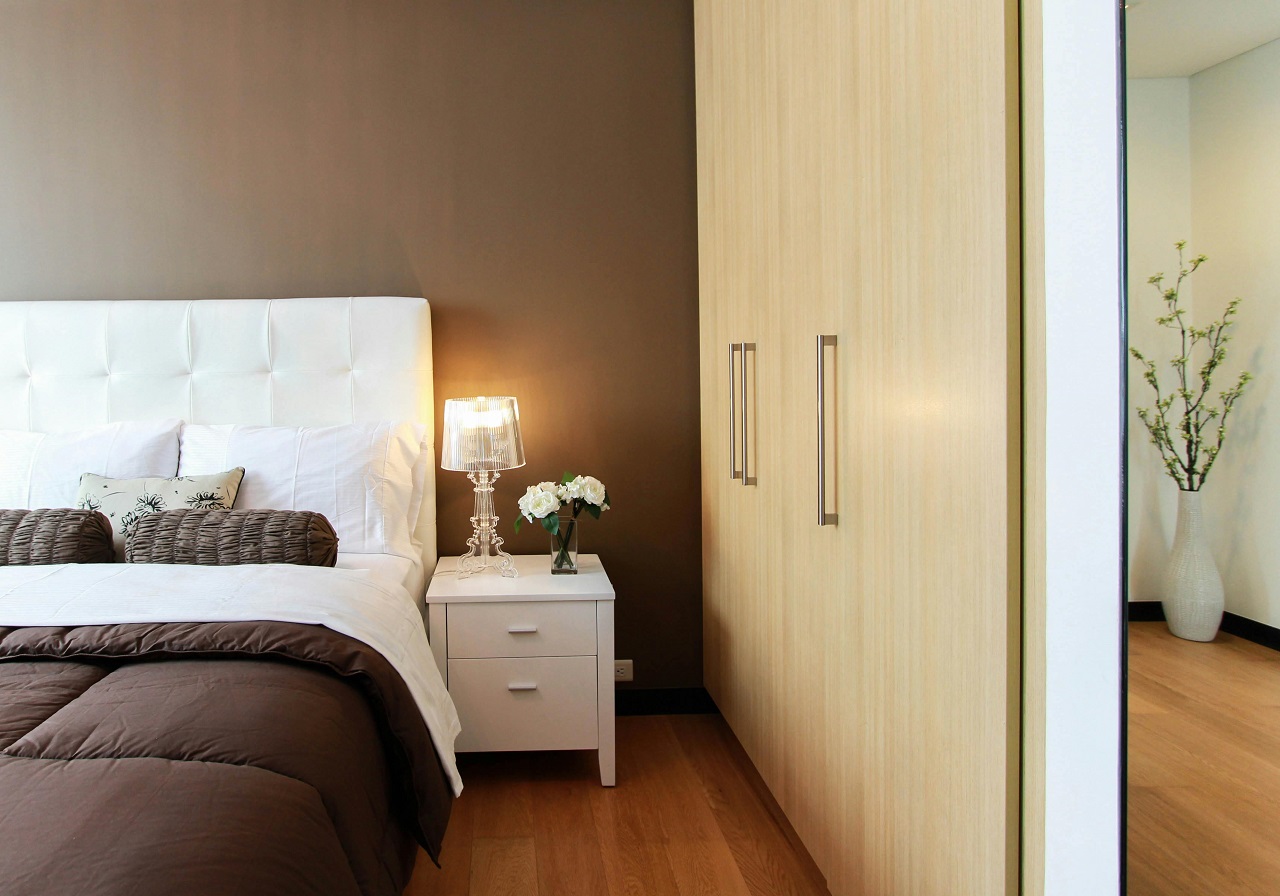 a brightly lit bedroom