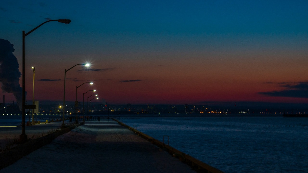 Burlington bridge in twilight