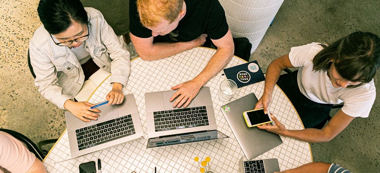 a team of tech professionals in a meeting