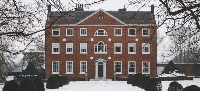 a large red house